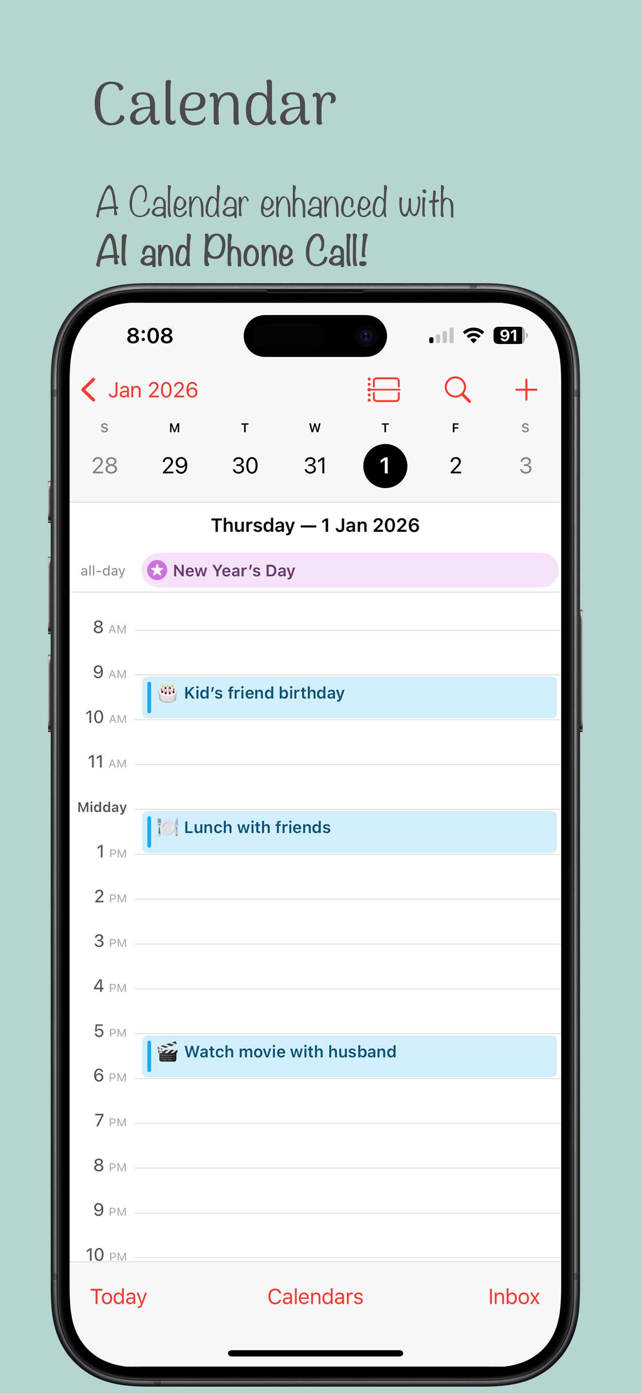 A calendar enhanced with AI and phone calls