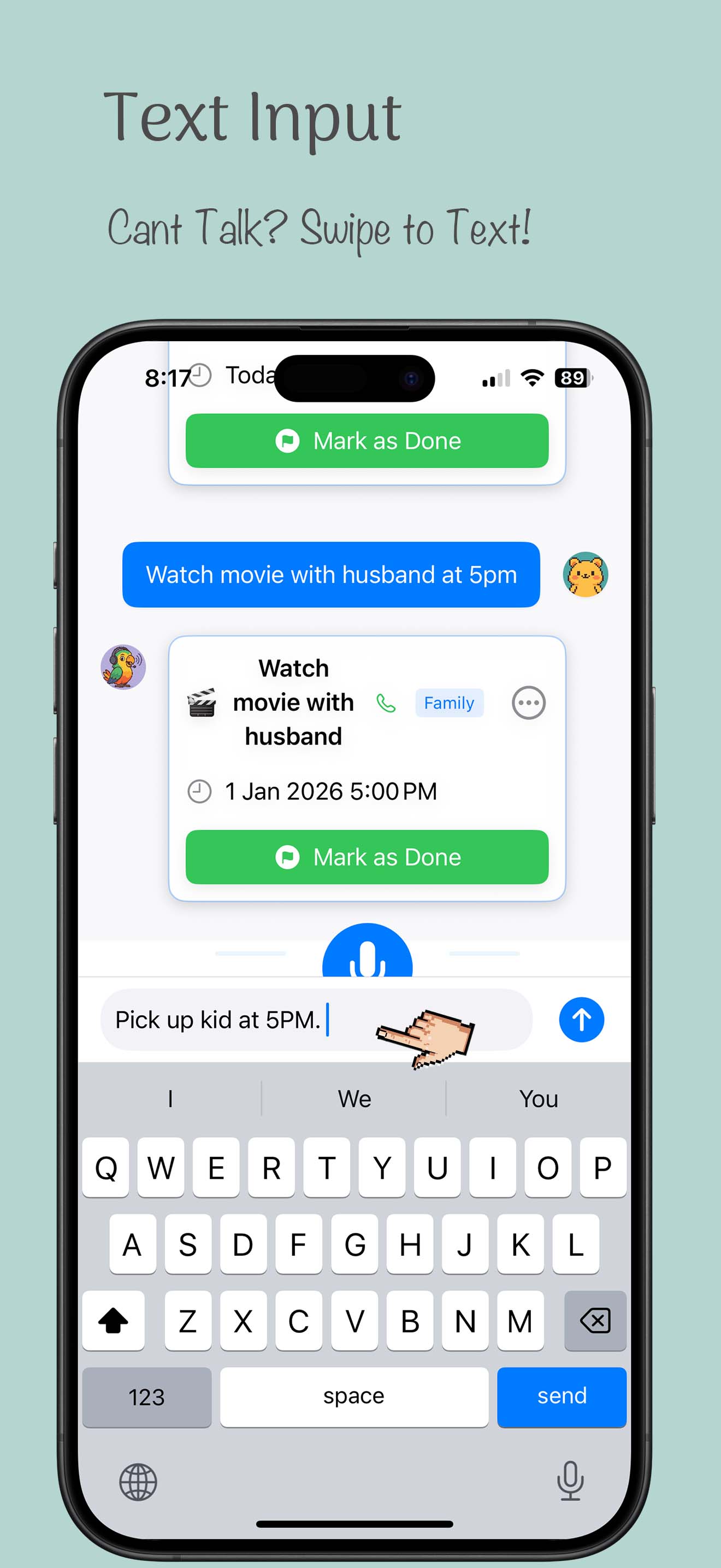 Can't talk? Swipe to type instead